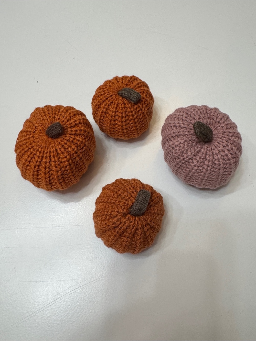Handmade Knit Pumpkin Set - Orange & Pink, Set of 4 #8